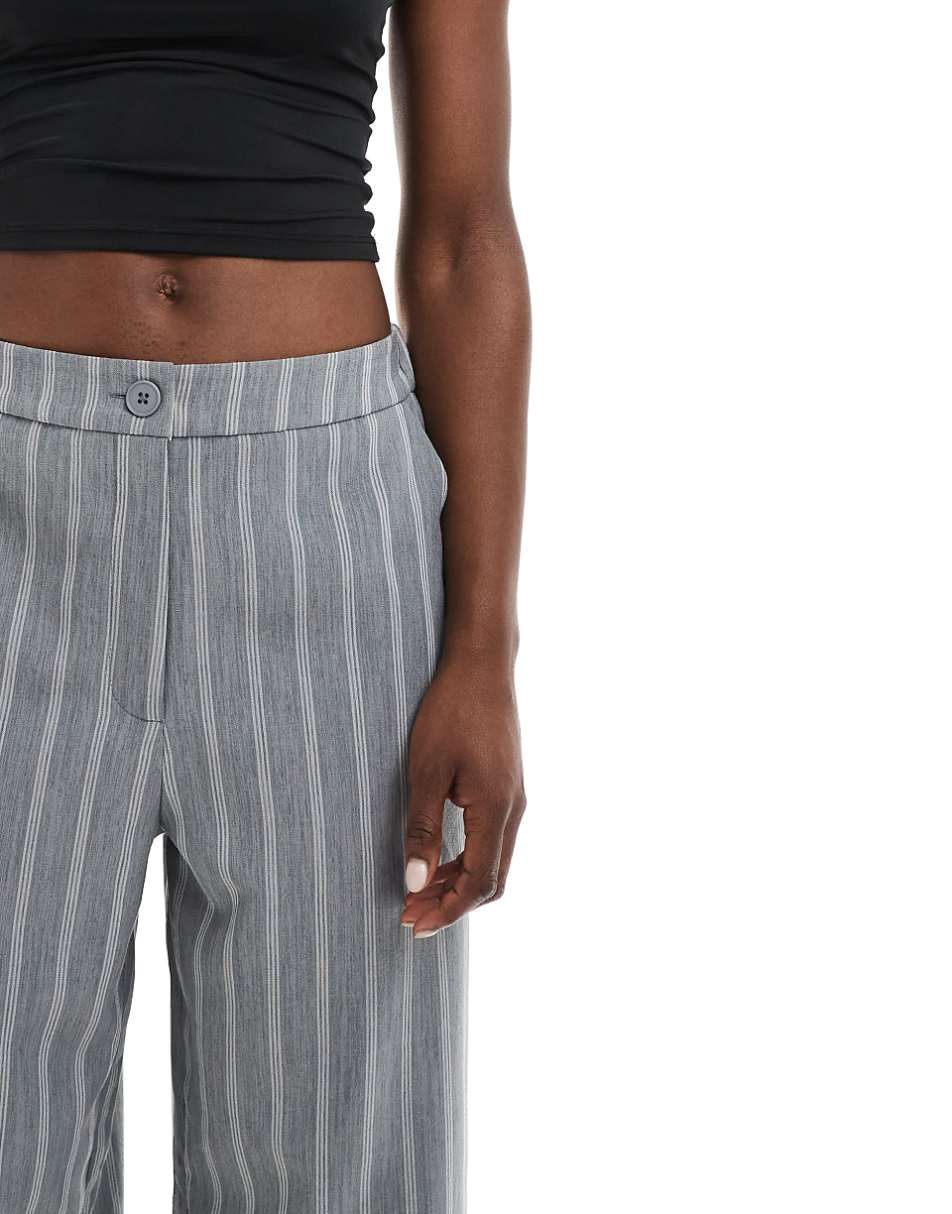 ASOS DESIGN relaxed tailored pants in gray stripe