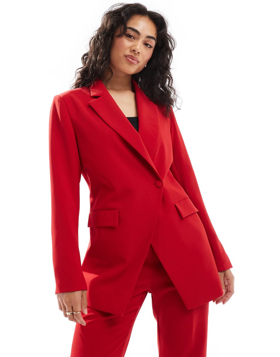 Extro & Vert asymmetric button front blazer in red - part of a set