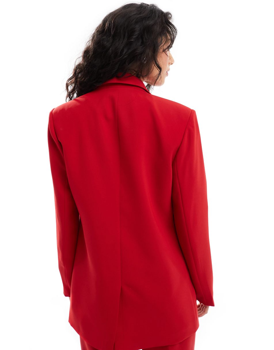 Extro & Vert asymmetric button front blazer in red - part of a set