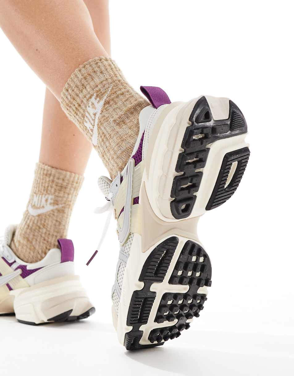 Nike V2K Run sneakers in beige and silver