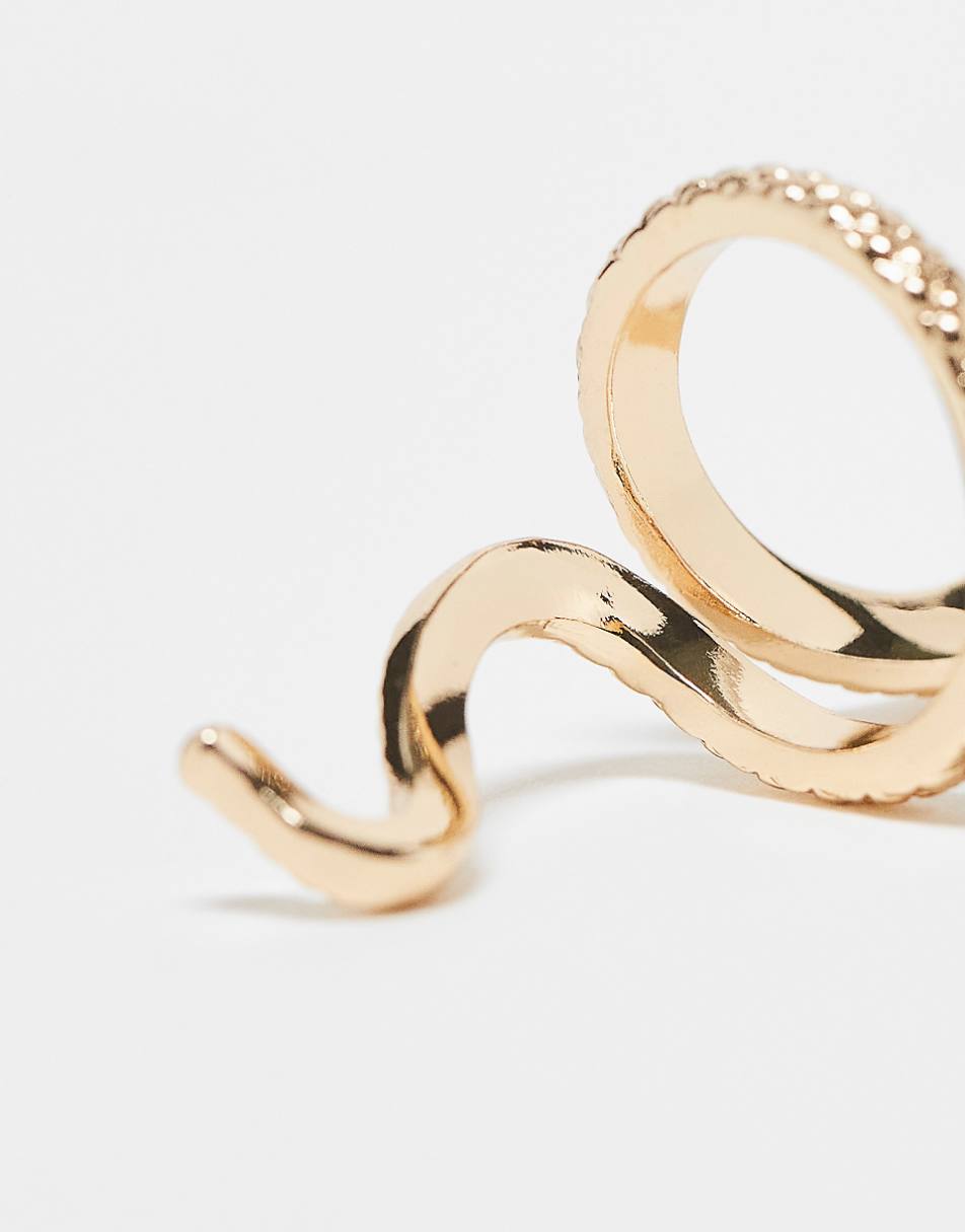 ASOS DESIGN ring with snake design in gold tone