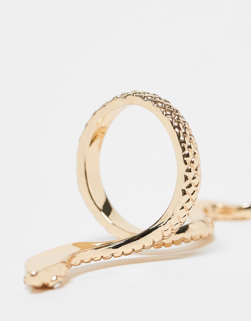 ASOS DESIGN ring with snake design in gold tone