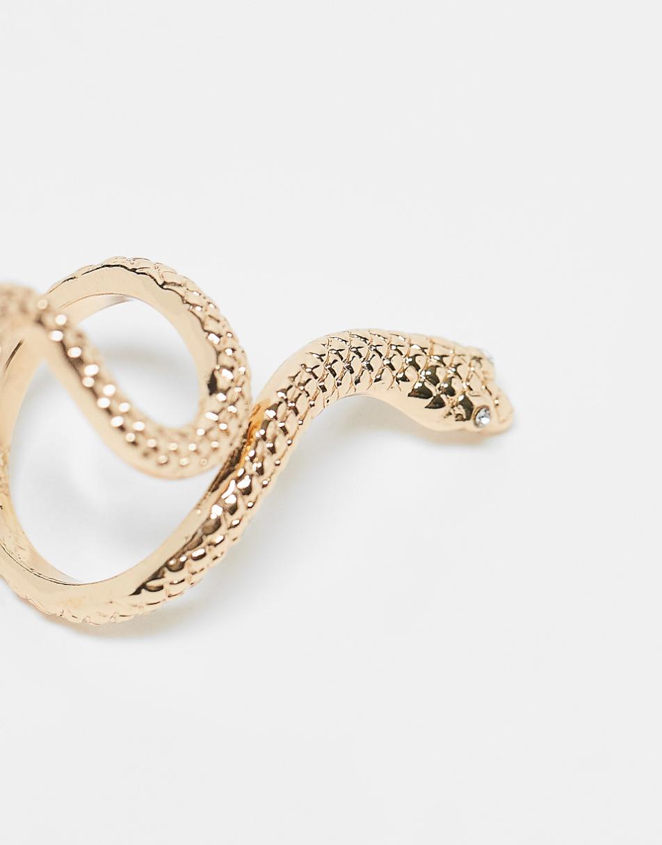 ASOS DESIGN ring with snake design in gold tone