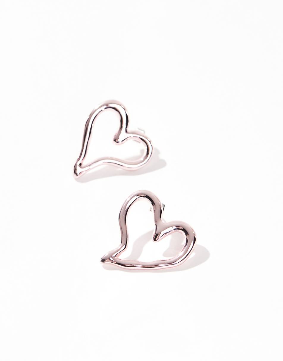 Monki heart open hoop earrings in pink