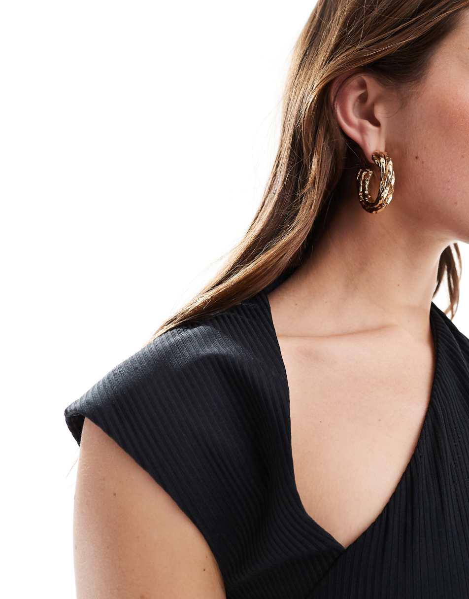 ASOS DESIGN slash neck cut-out midi dress in black