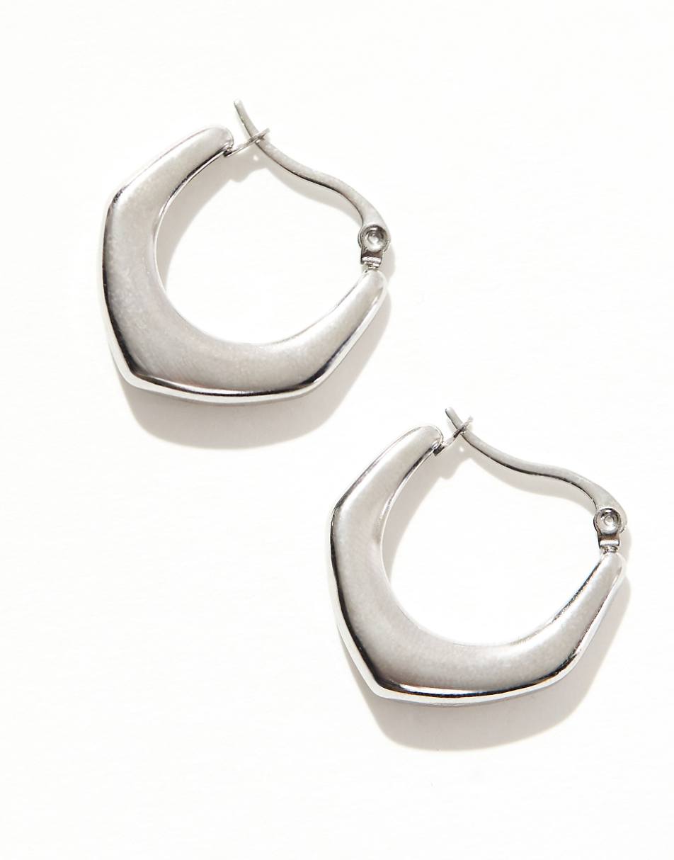 Lost Souls stainless steel geo hoop earrings in silver