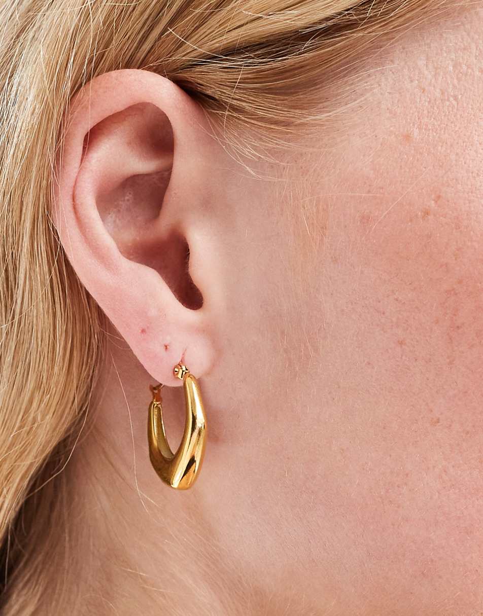 Lost Souls stainless steel 18ct gold plated geo hoop earrings