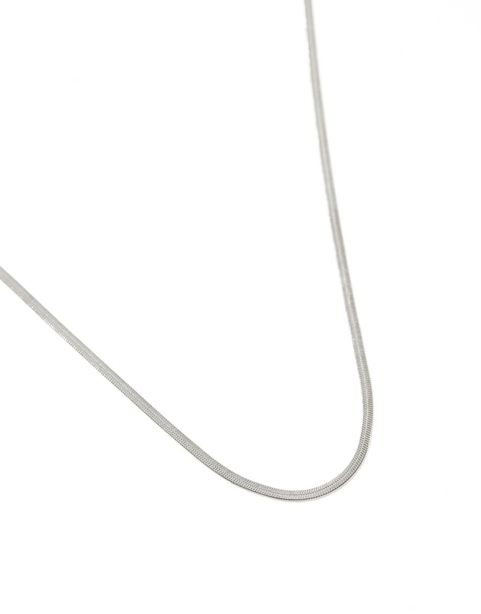 Lost Souls stainless steel flat snake chain necklace in silver