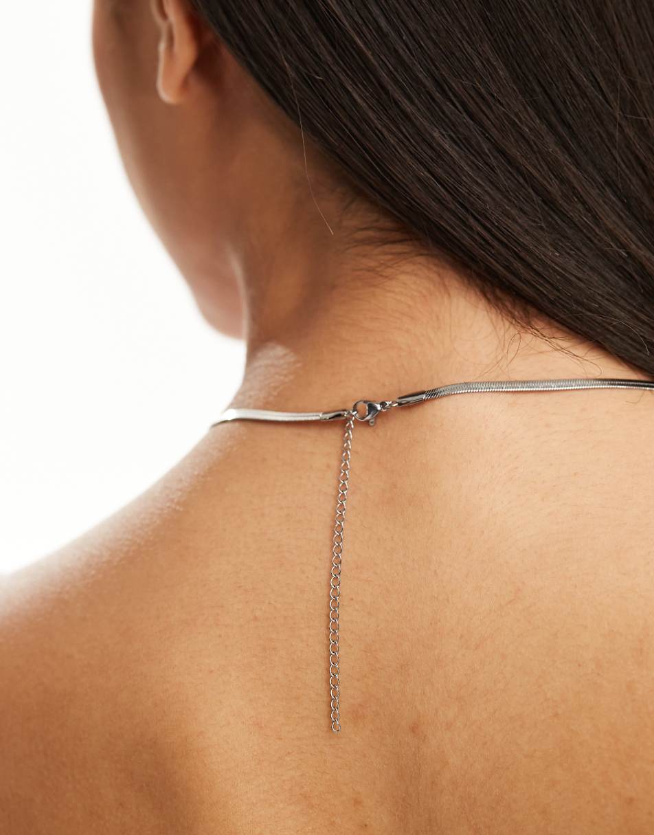 Lost Souls stainless steel flat snake chain necklace in silver