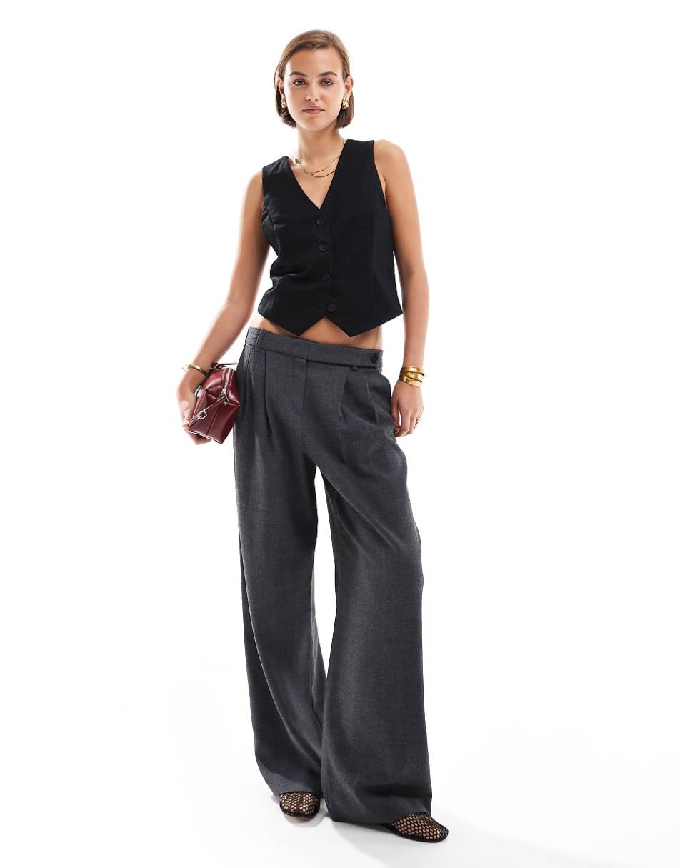 Mango button front vest in black