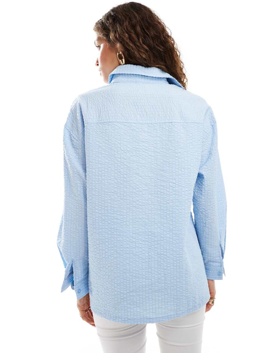 Ghospell bow detail stripe shirt in blue