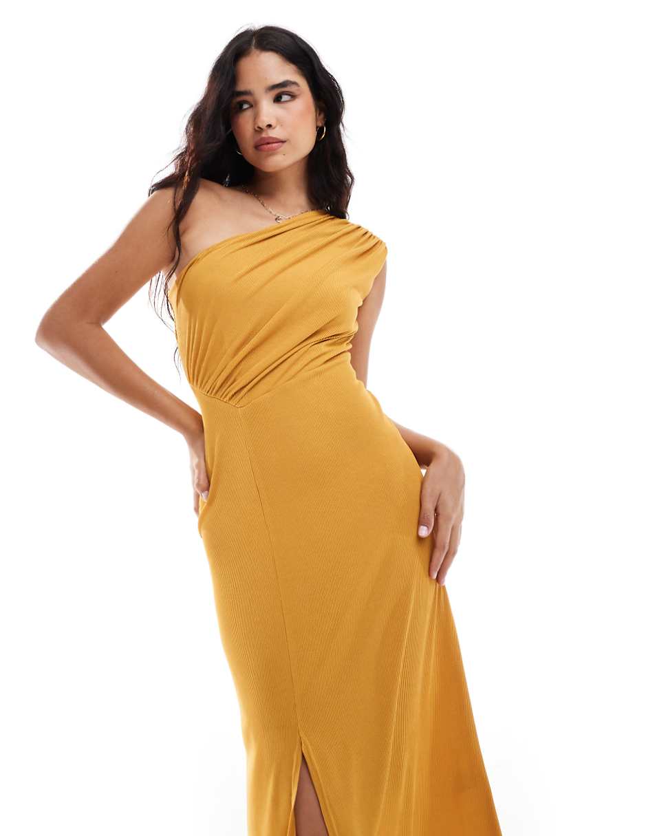 Closet London one shoulder midaxi dress in ochre