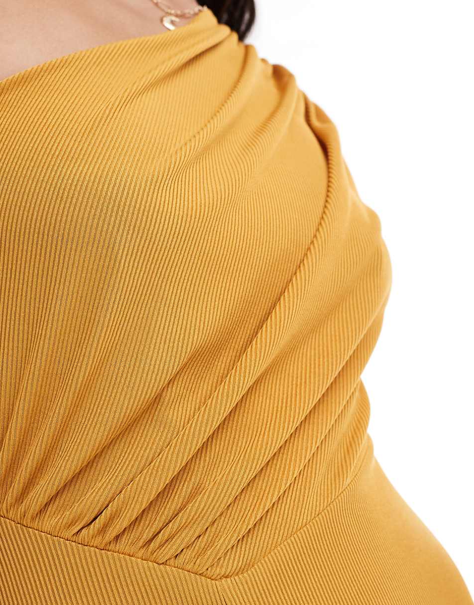 Closet London one shoulder midaxi dress in ochre