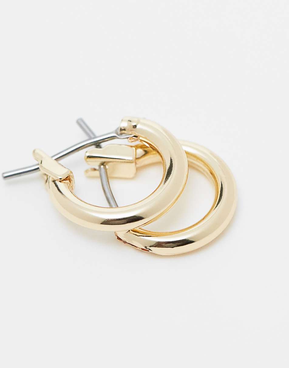 Faded Future thin huggie hoops earrings in gold