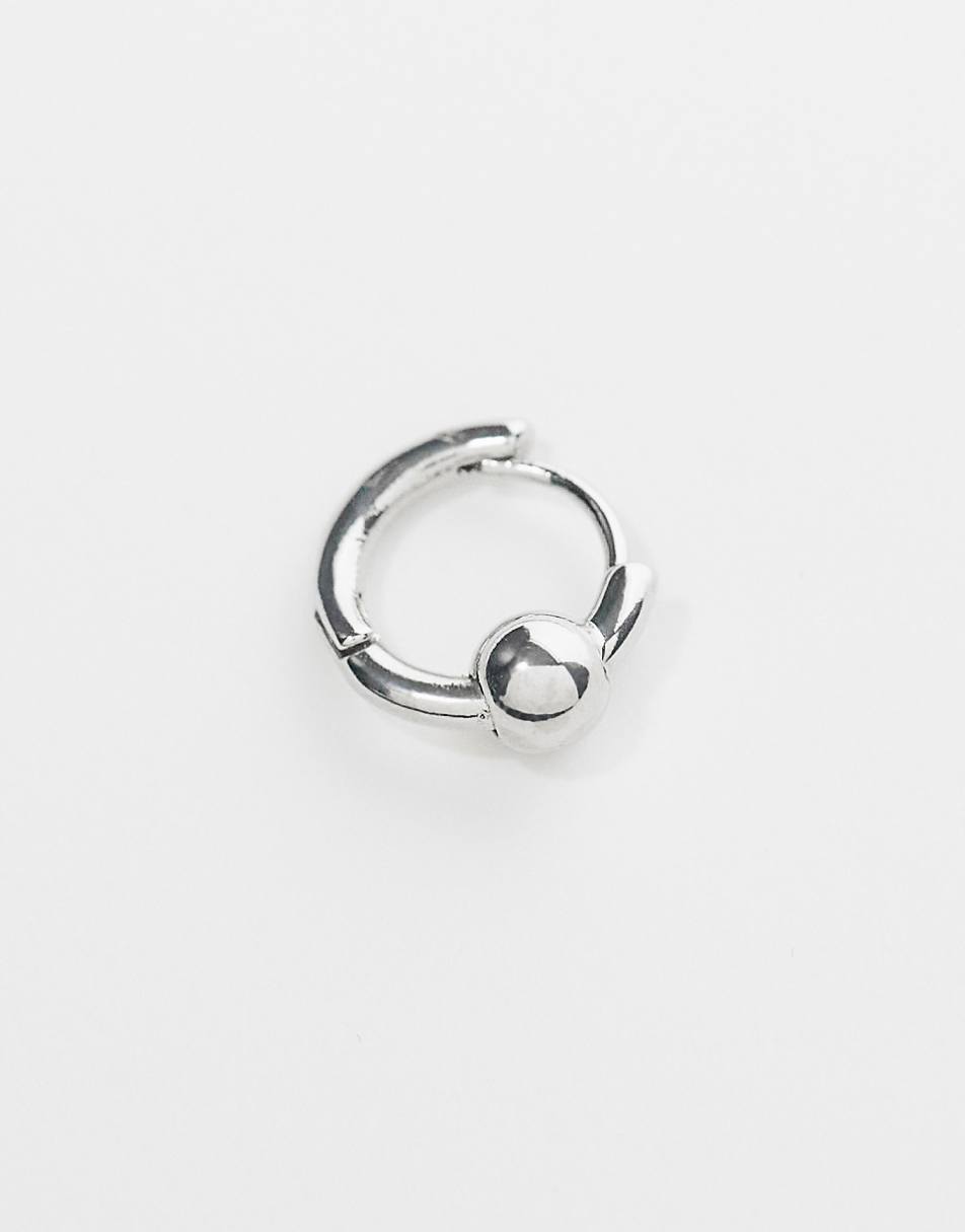 Faded Future single huggie hoop with ball in silver