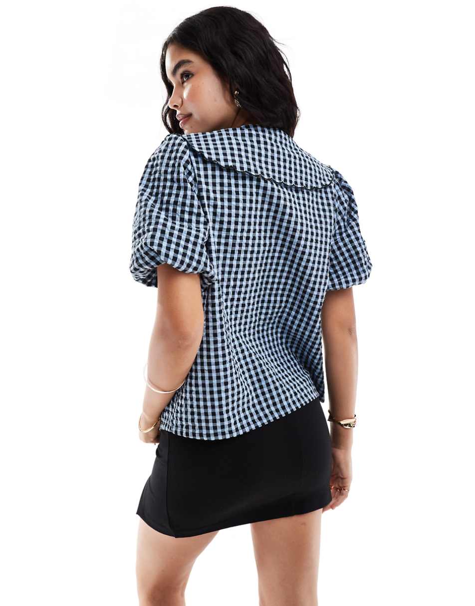 Nobody's Child Birdie blouse in blue plaid