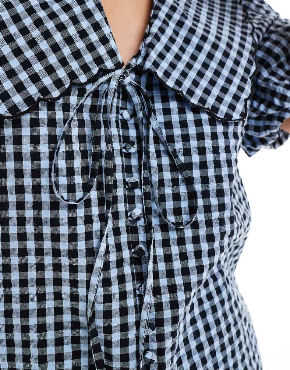 Nobody's Child Birdie blouse in blue plaid