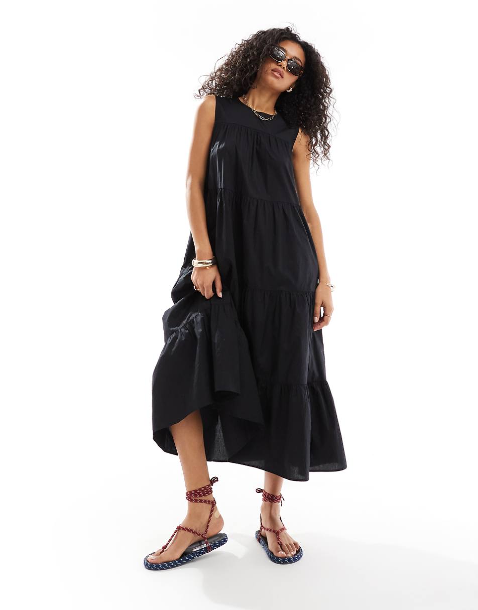 Nobody's Child Rosalind midaxi dress in black