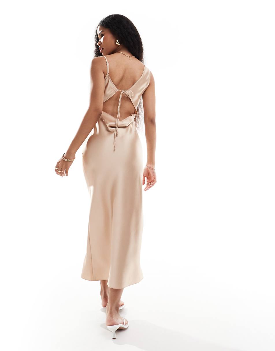 Miss Selfridge Petite satin asym cowl maxi dress