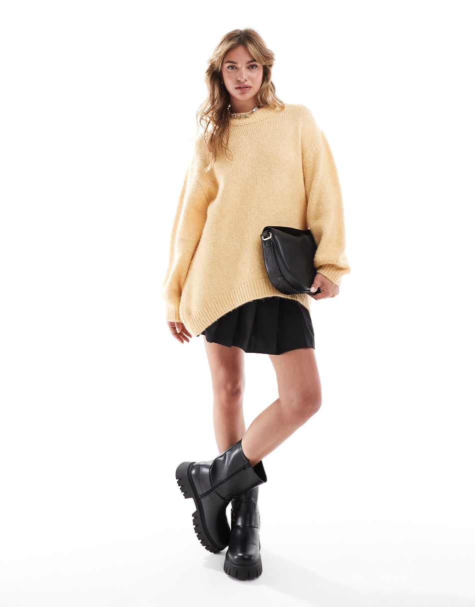 ASOS DESIGN oversized crew neck sweater in butter