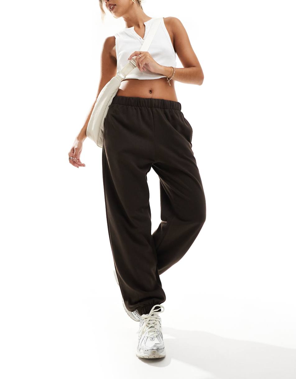 Bershka cuffed sweatpants in chocolate
