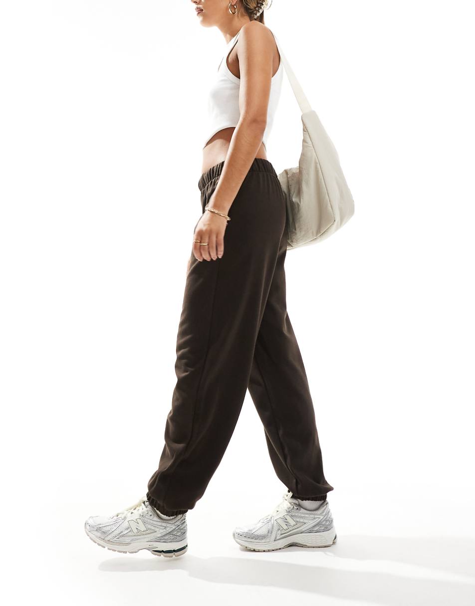Bershka cuffed sweatpants in chocolate
