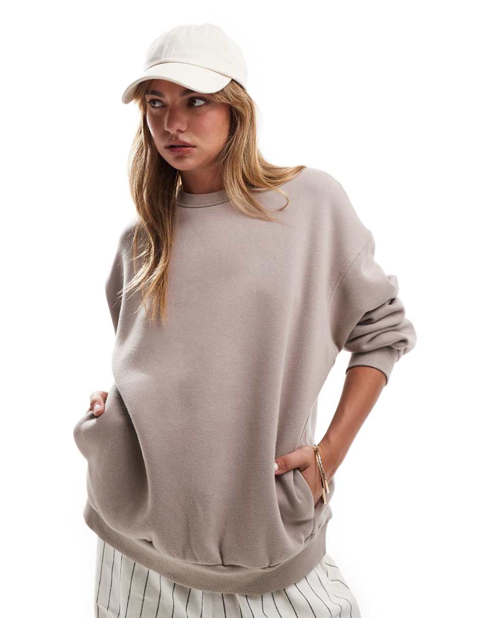 Bershka oversized sweatshirt in sand