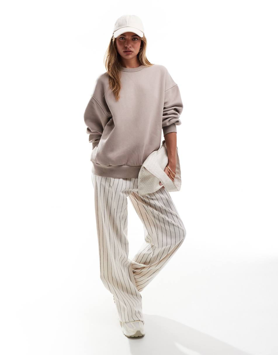 Bershka oversized sweatshirt in sand