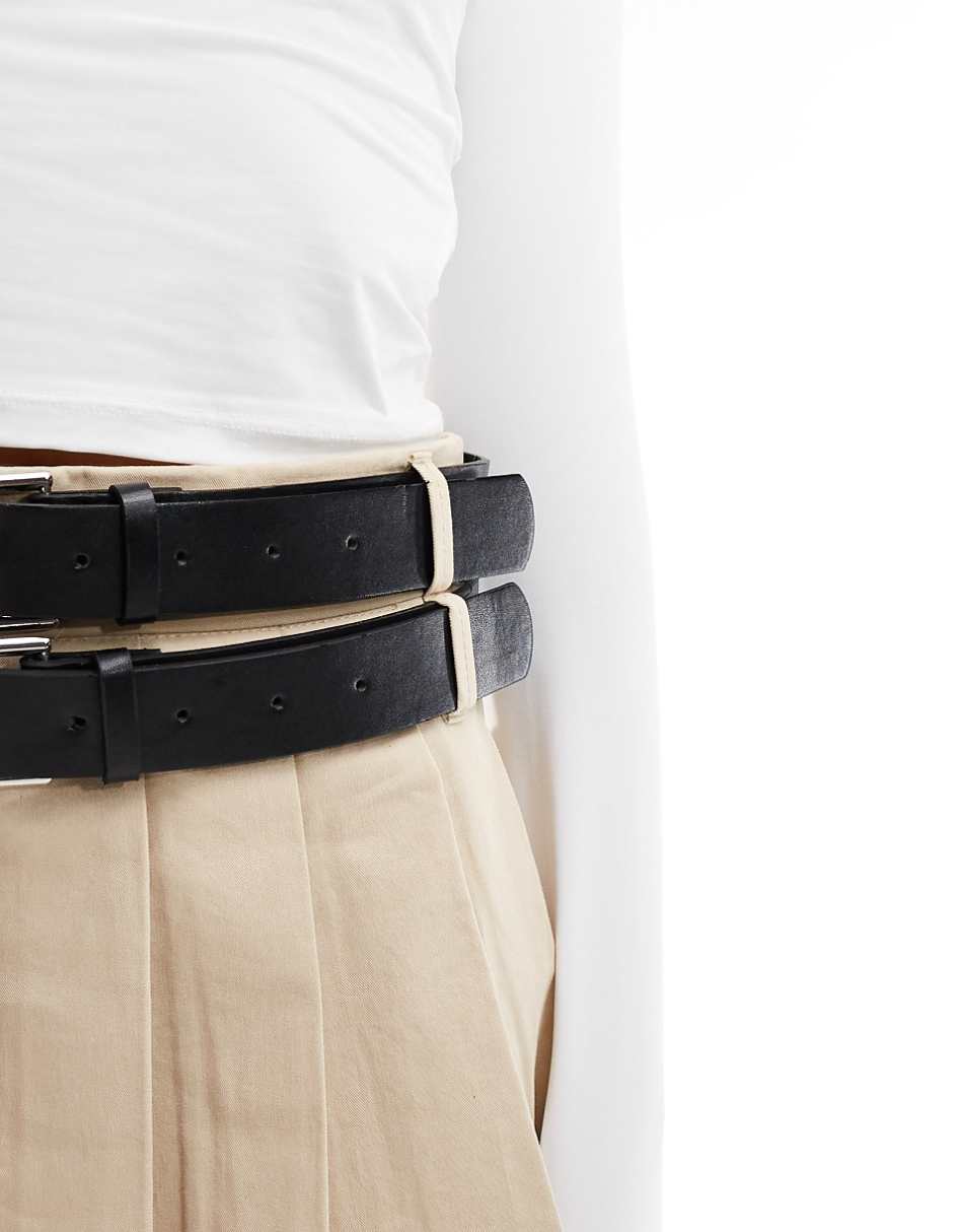 Bershka belted pleated mini skirt in beige