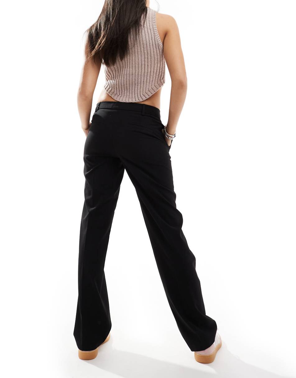 Bershka straight leg tailored pants in black