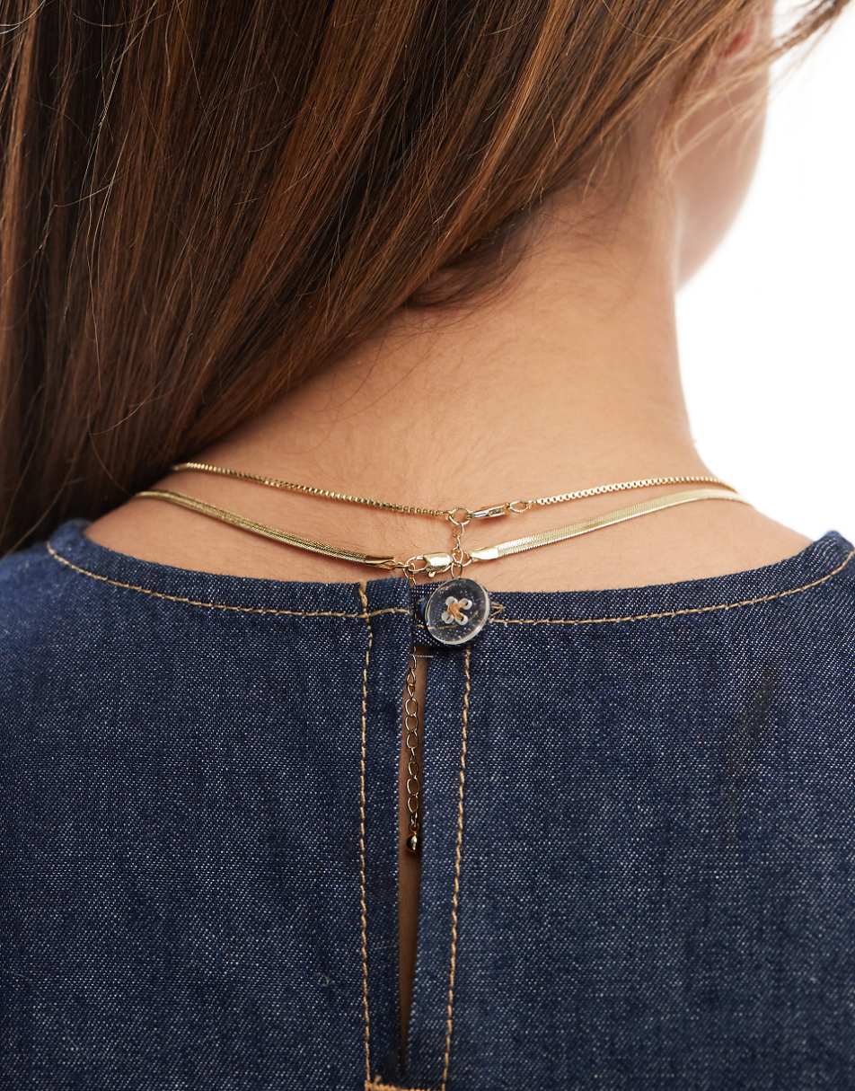 Pieces two chain necklace in gold