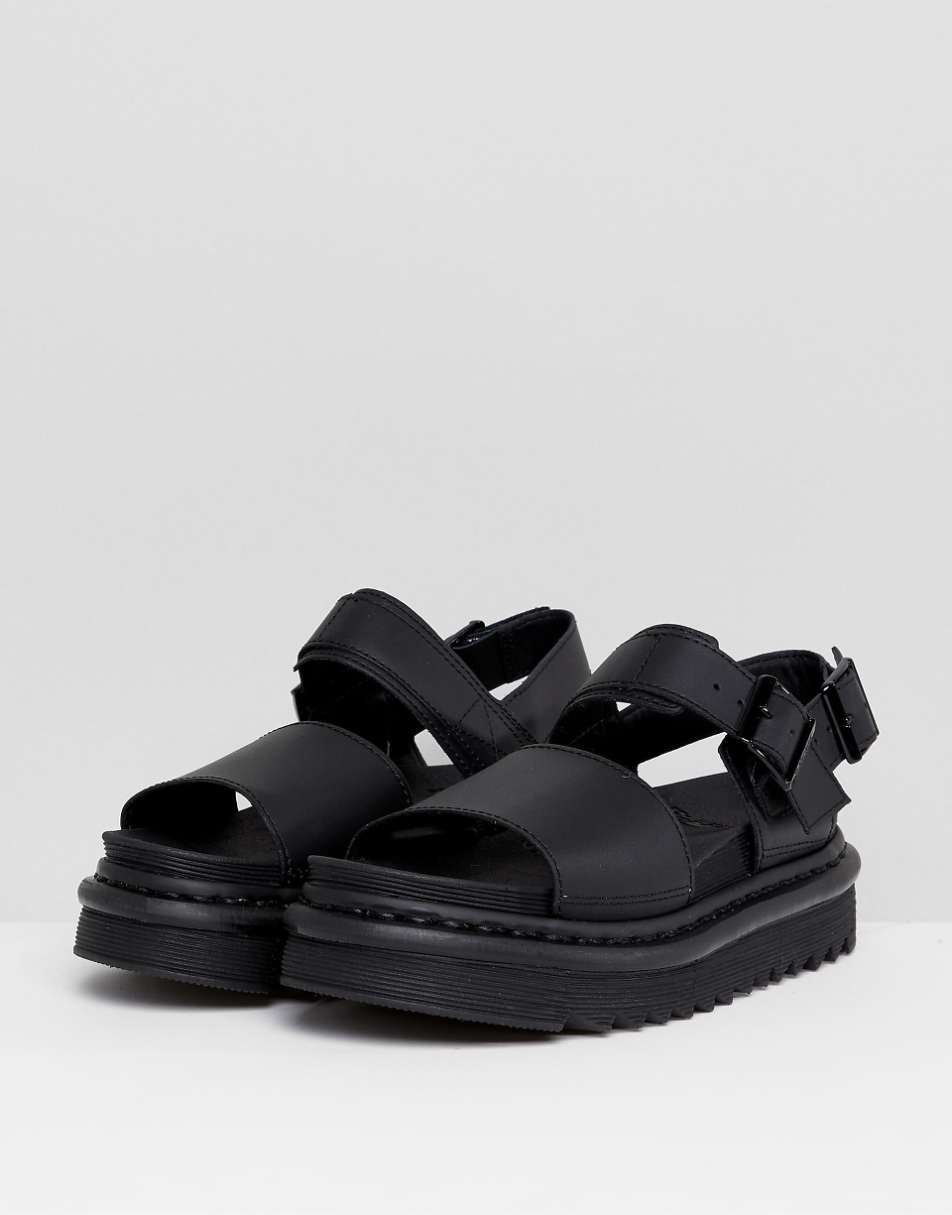 Dr Martens Voss black Leather Flat Chunky Sandals