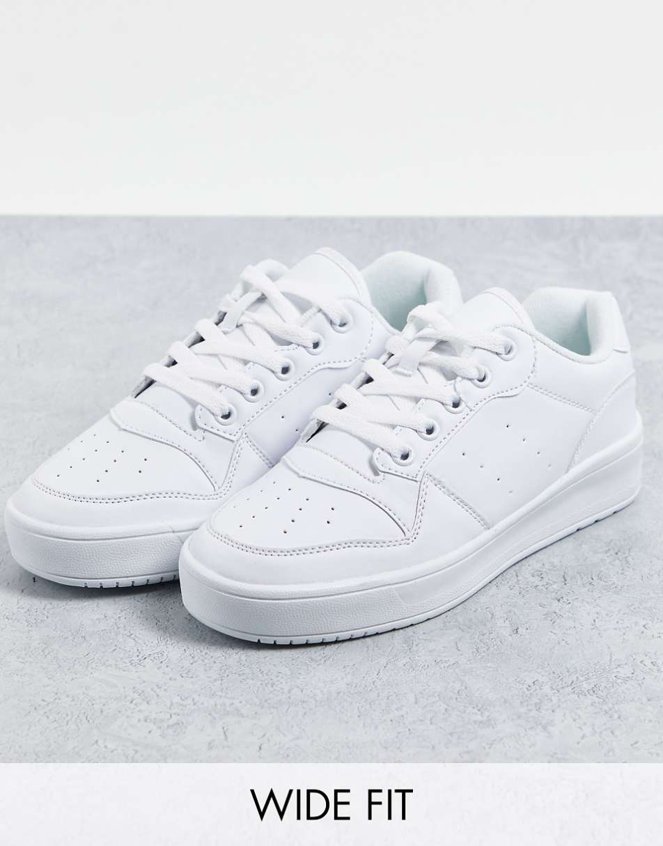 Truffle Collection wide fit chunky sneakers in white