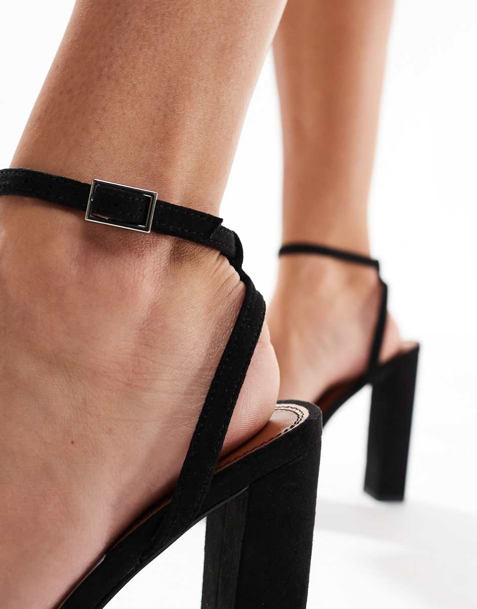 ASOS DESIGN Noun platform barely there block heel sandals in black