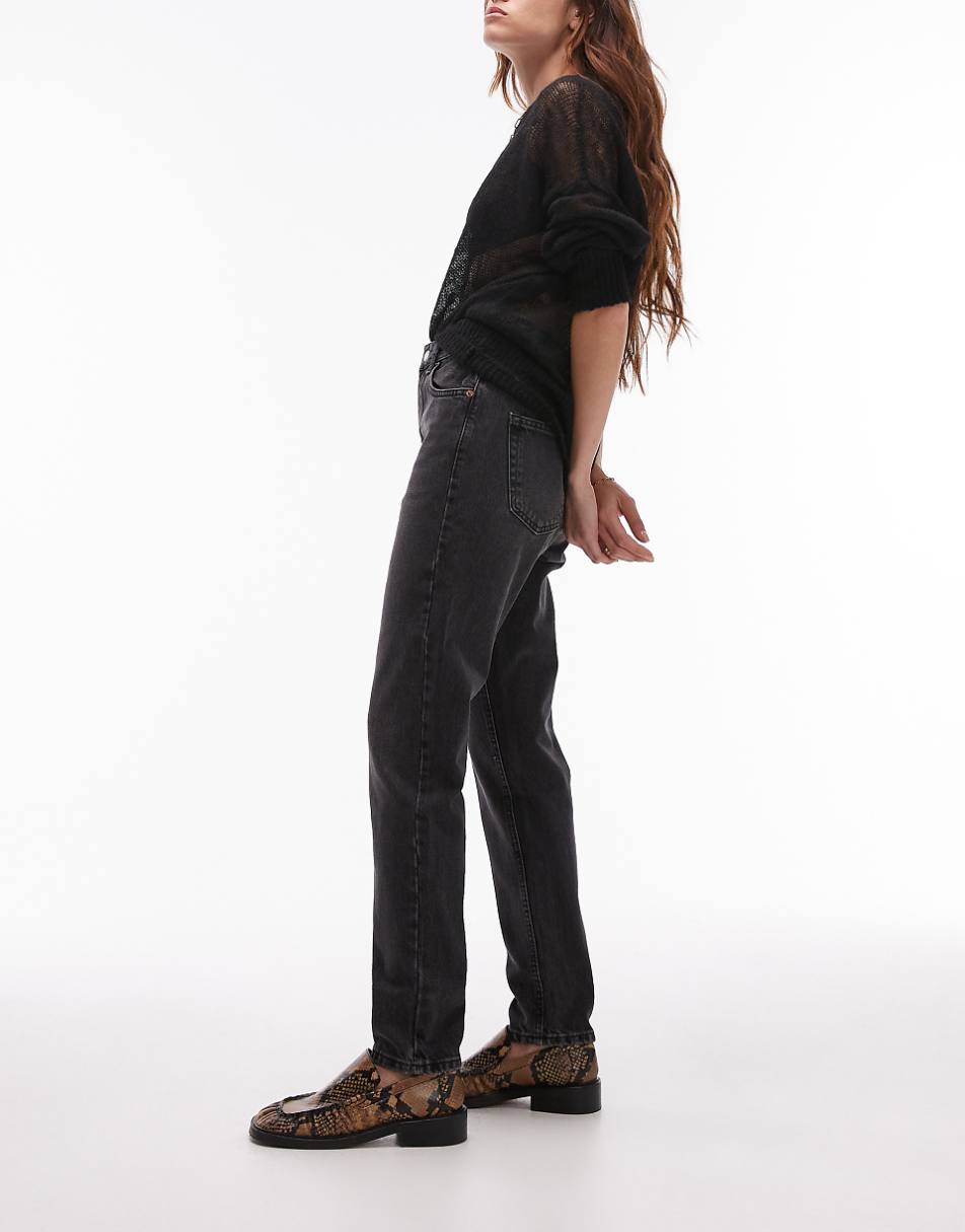 Topshop Original high rise Mom jeans in washed black