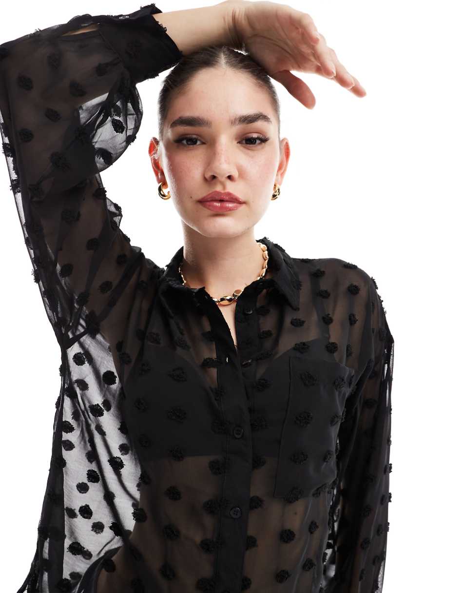 ASOS DESIGN oversized shirt in black texture