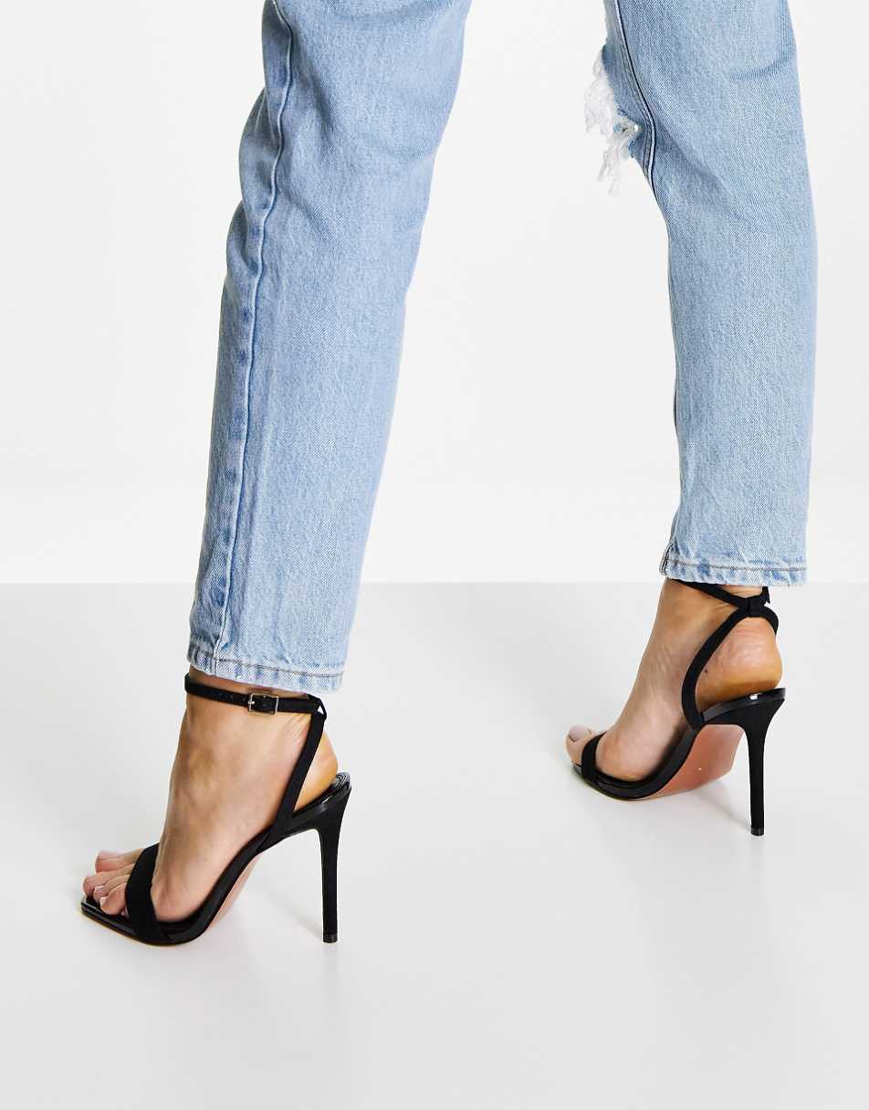 ASOS DESIGN Wide Fit Neva barely there heeled sandals in black