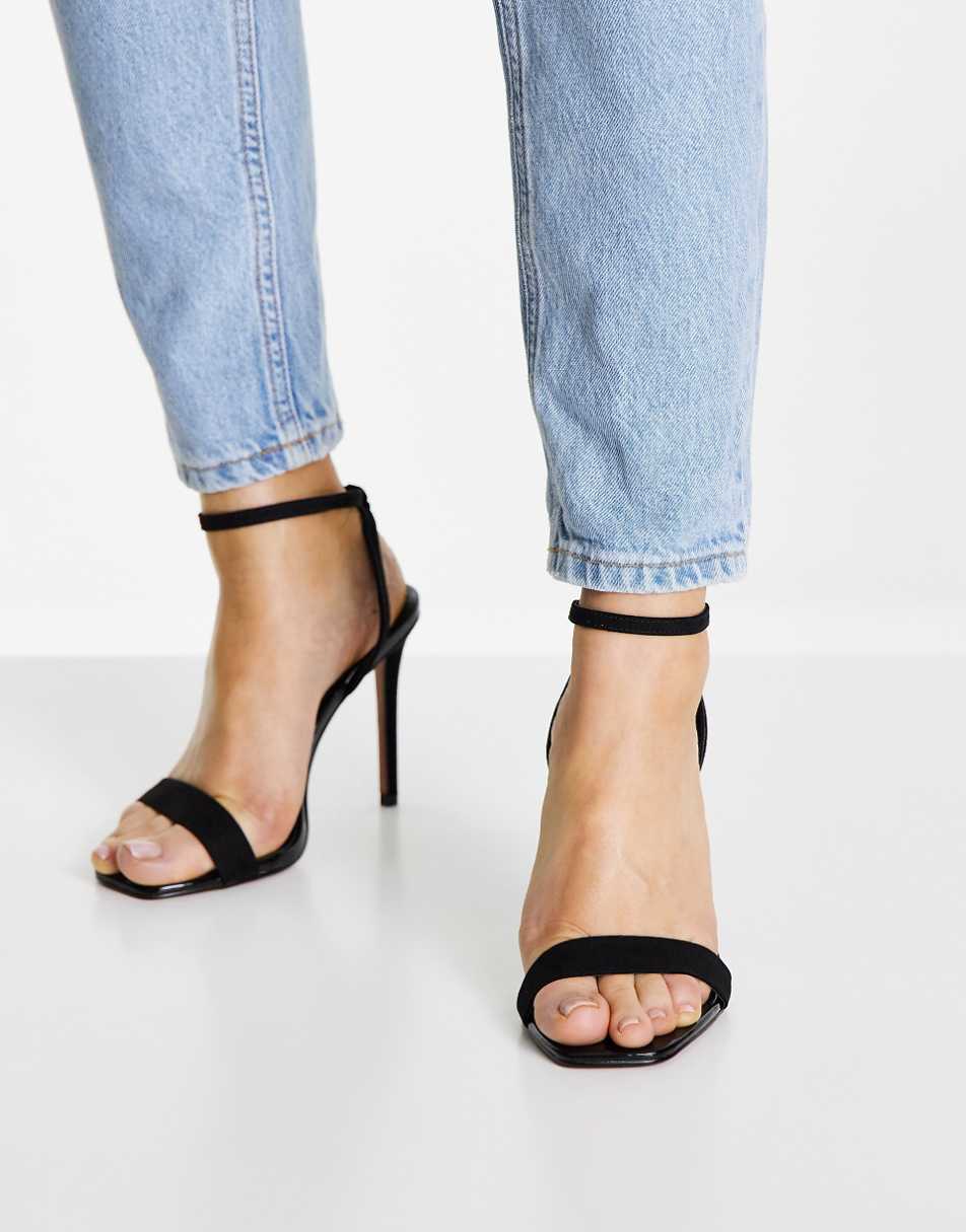 ASOS DESIGN Wide Fit Neva barely there heeled sandals in black