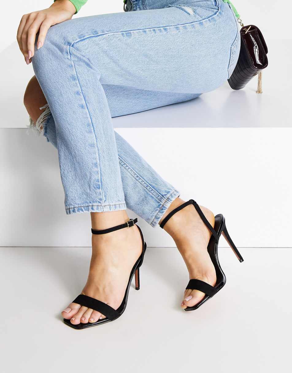 ASOS DESIGN Wide Fit Neva barely there heeled sandals in black