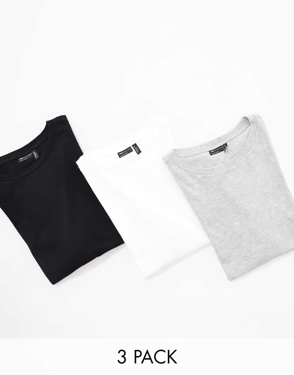 ASOS DESIGN Curve ultimate T-shirt with crew neck in cotton blend 3 pack SAVE - MULTI