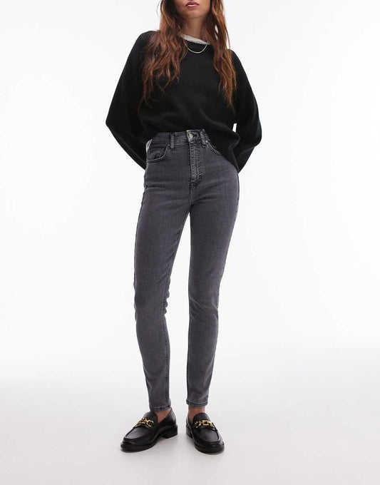 Topshop high rise Jamie jeans in gray