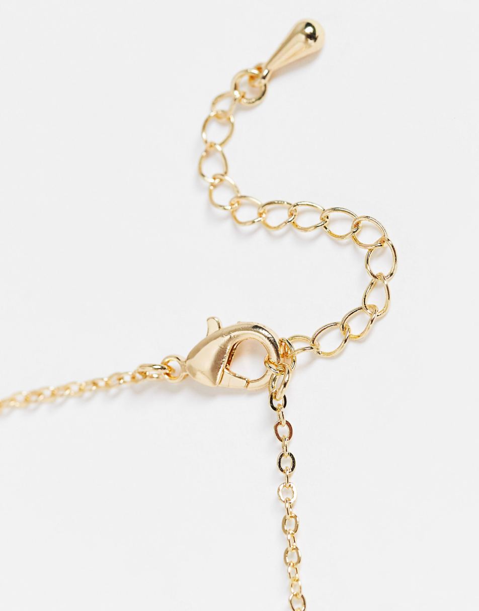 DesignB London multirow necklace with semi precious stone in gold tone