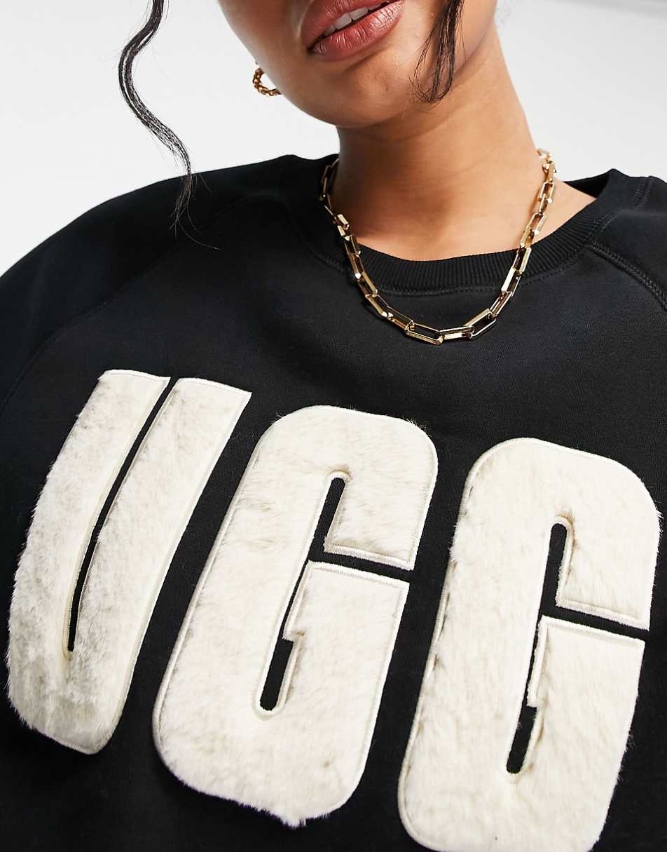 UGG Madeline fuzzy logo sweatshirt in black