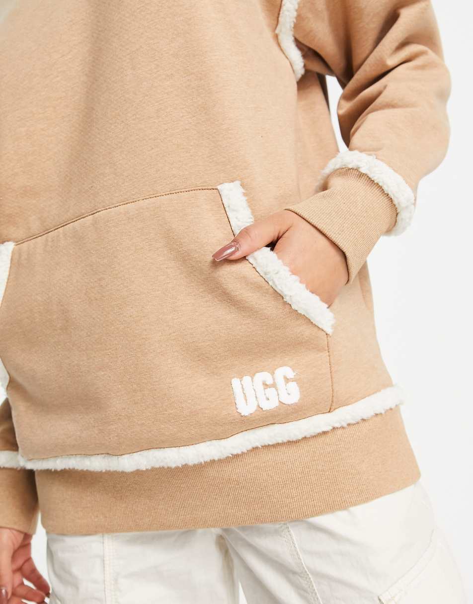 UGG Joanne bonded fleece hoodie in camel