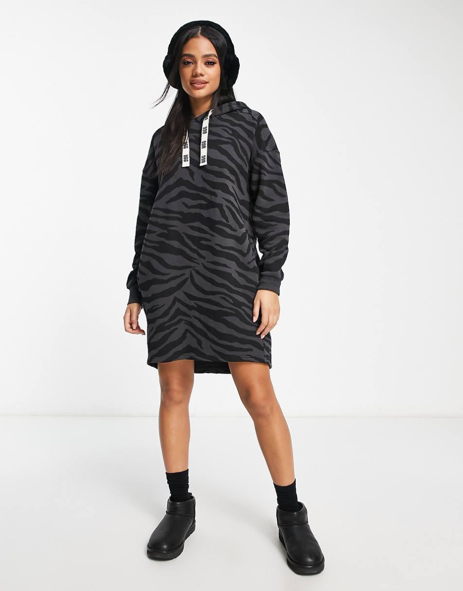 UGG Aderyn hoodie dress in black zebra