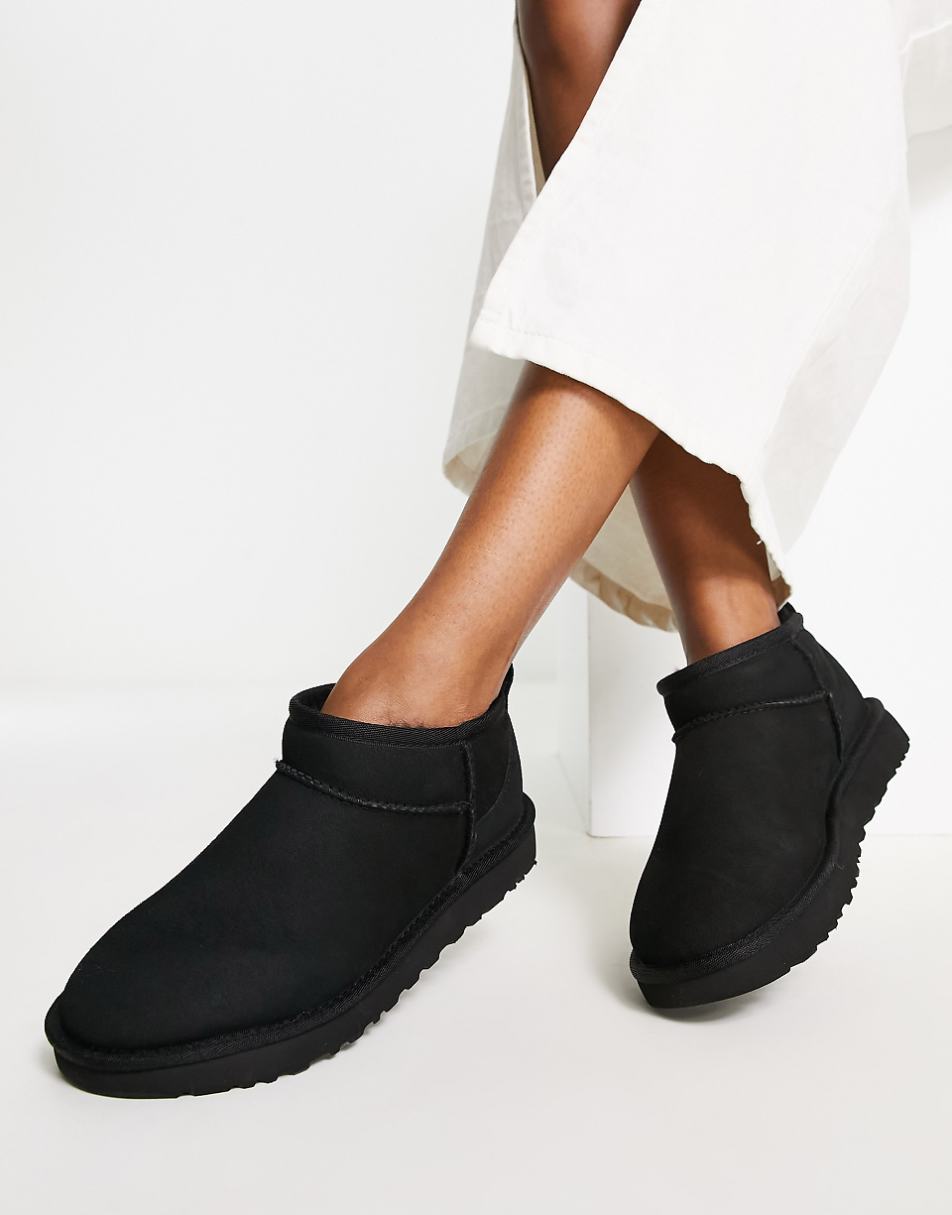 UGG Classic Ultra Mini ankle boots in black in suede