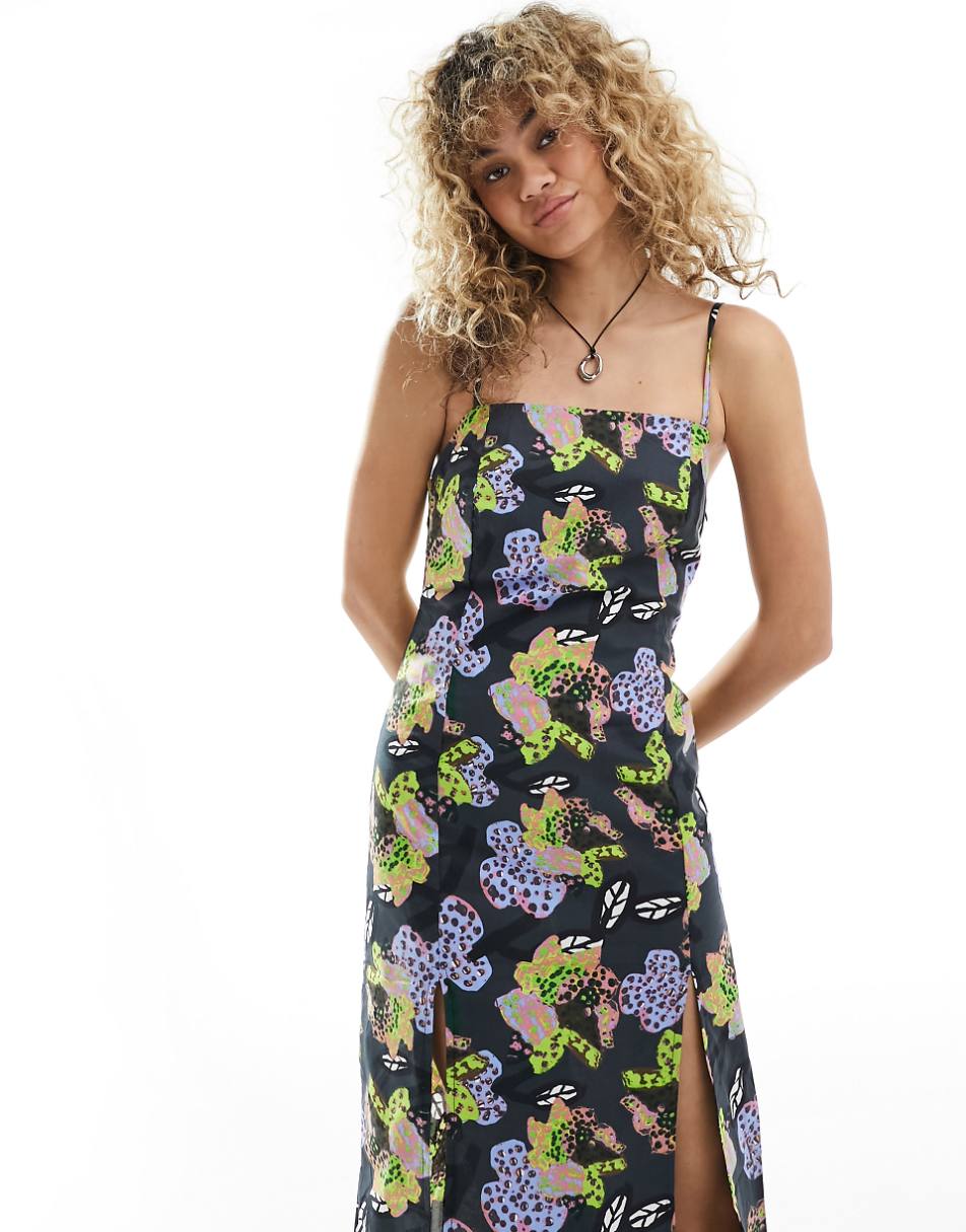 ASOS MADE IN KENYA cami dress with splits in floral print