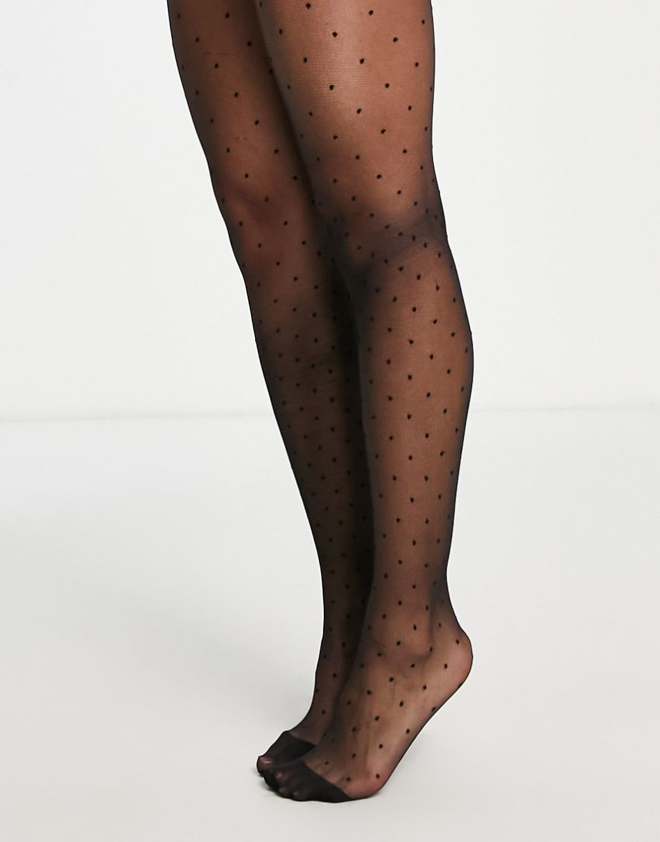 ASOS DESIGN mini dot tights in black