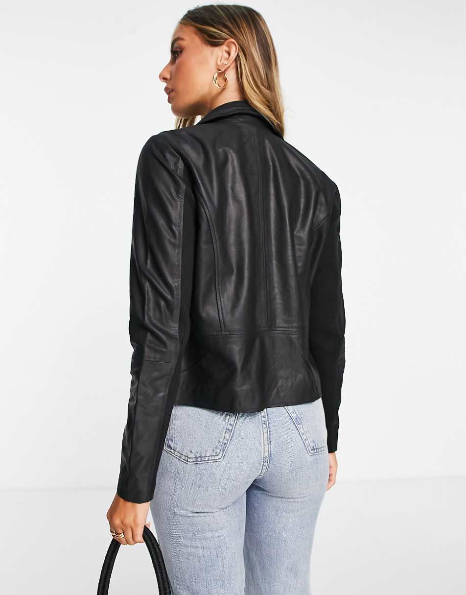 YAS sophie soft leather biker jacket