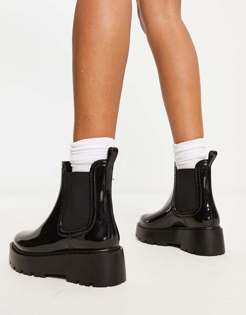 ASOS DESIGN Gadget chunky chelsea rain boots in black